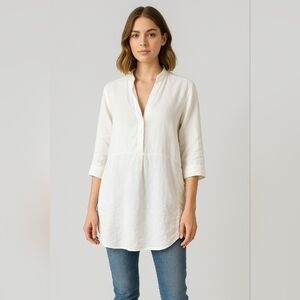 Laura Bianchi White Women's Tunic Top Boho Cottagecore